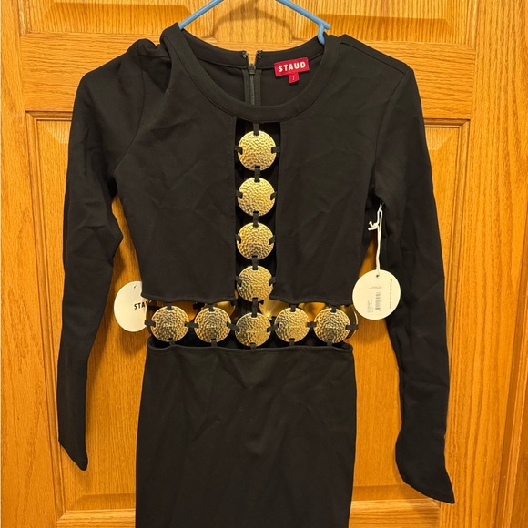 NWT STAUD Delphine Dress Black 2 - Picture 2 of 4